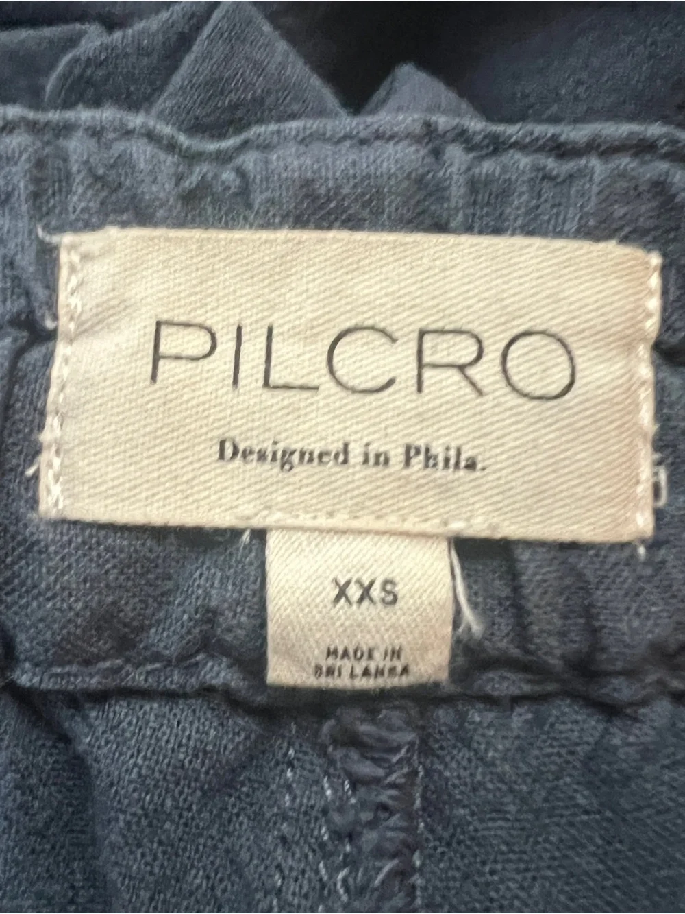 PILCRO Anthropologie Wide Leg Linen Cargo Pants Blue Cinch Waist XXS 30 Inseam